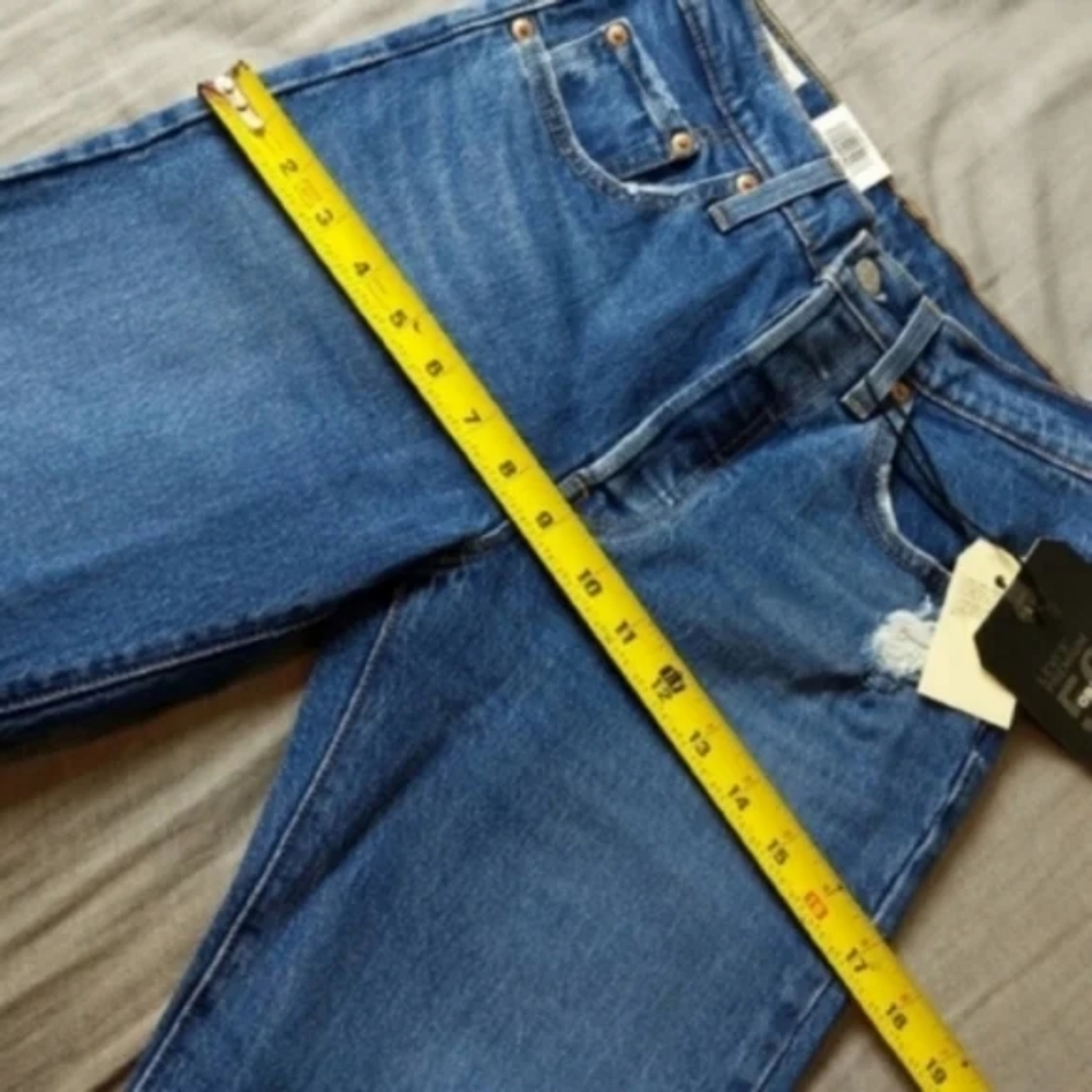Levi's 501 Crop High Rise Denim Jeans Charleston Fun Mom 90s Straight Leg - Picture 6 of 10